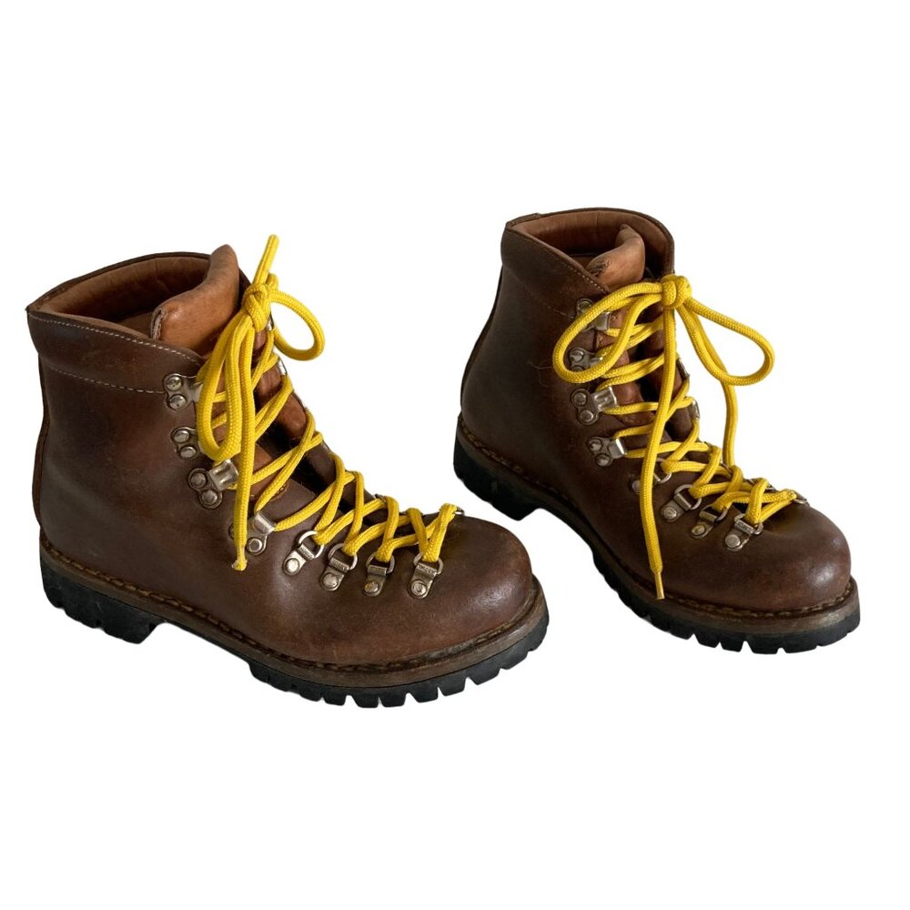 Vintage 1970s ASOLO Sport Yukon Brown Leather Hiking Trail Size 5M Italy Made